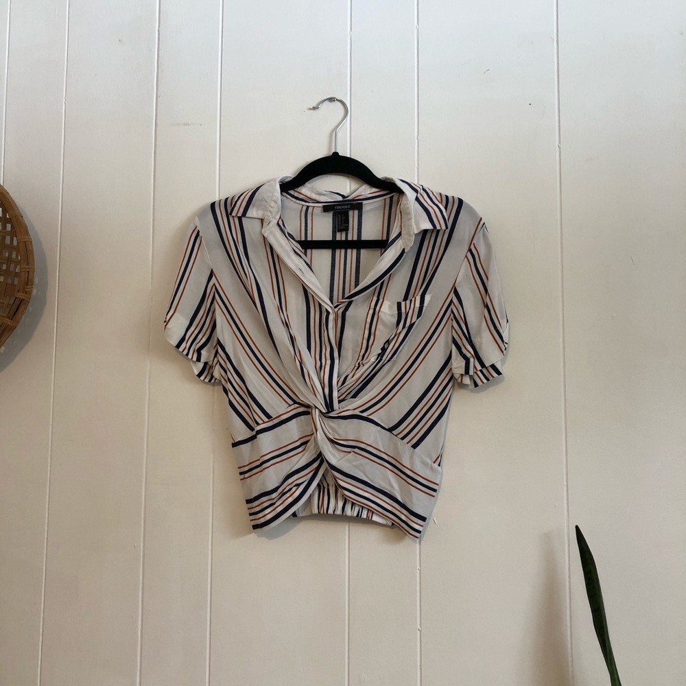 Striped Twist Front Tee